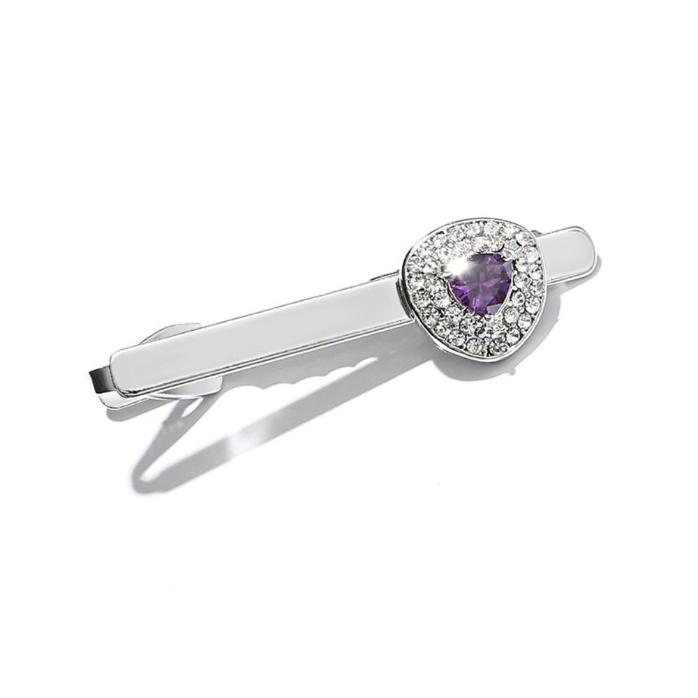 Mens Purple Gemstone French Formal Tie Clip NWT